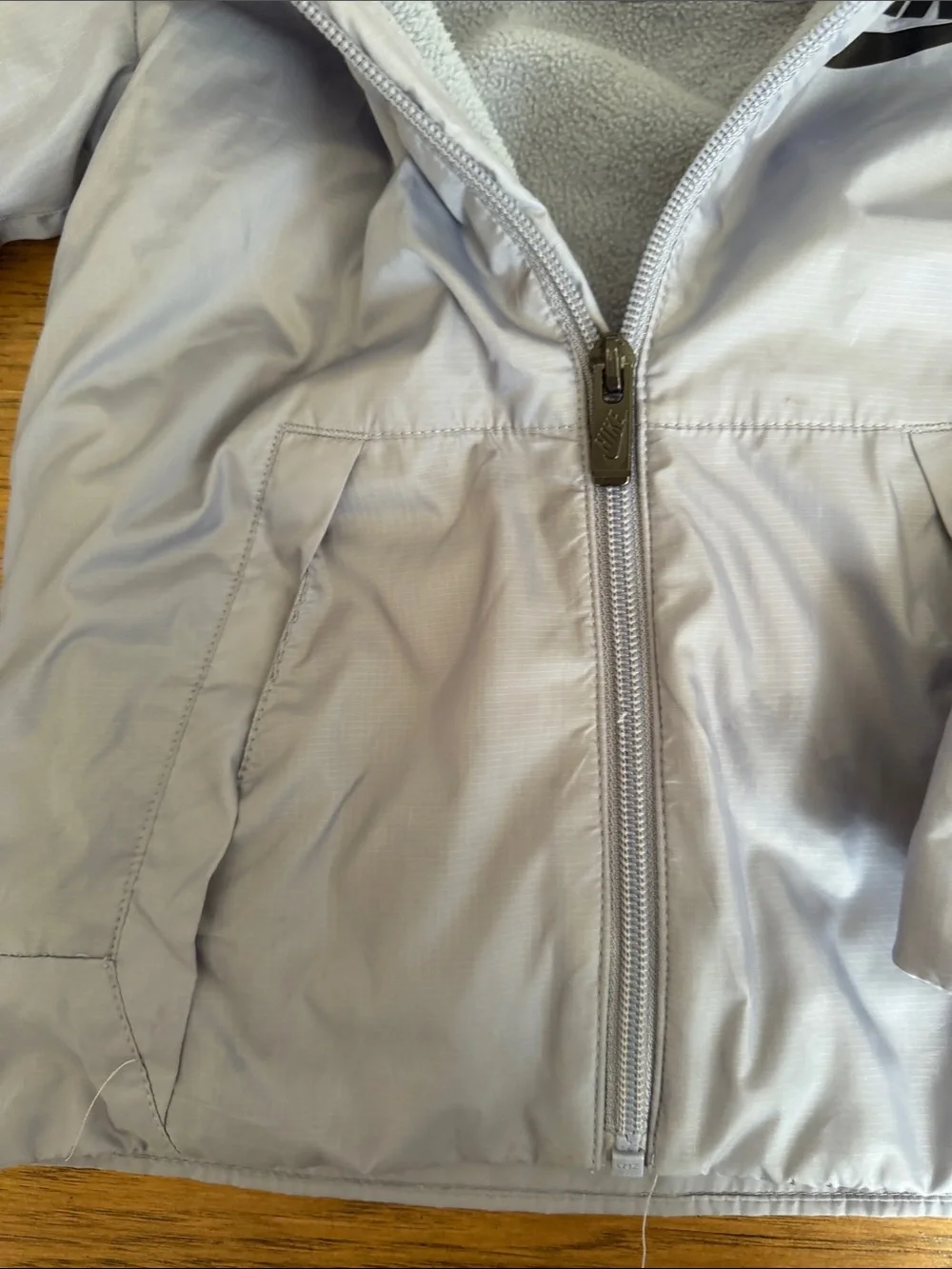 Nike Kids' Hooded Windbreaker Fleece lined Jacket - Light Gray